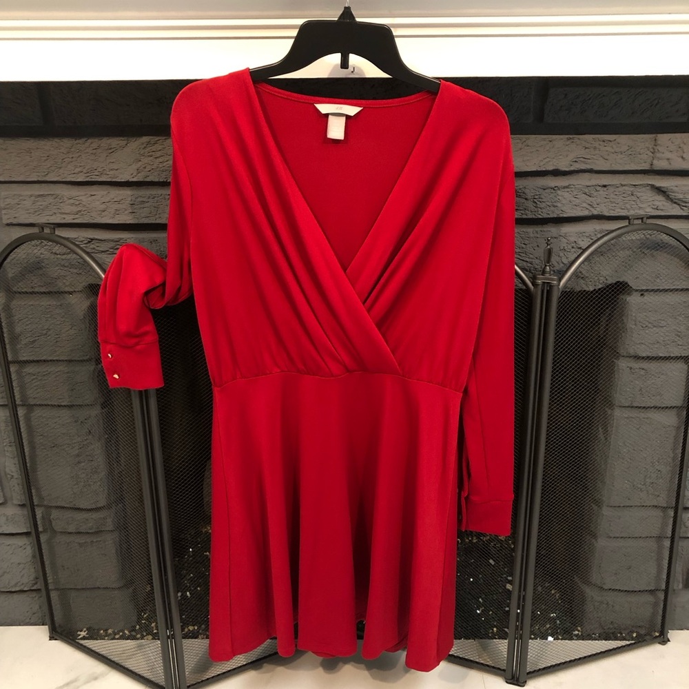 H&M Red Low Cut Short Dress